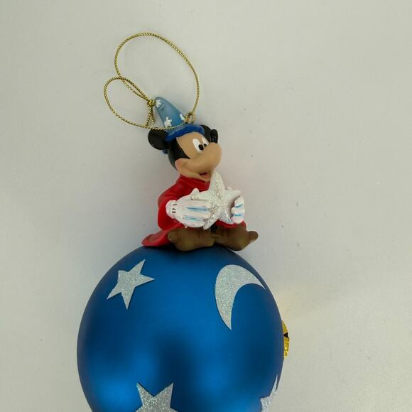 Disney Sorcerer Mickey on Blue Moon & Stars Ornament – Christmas Decoration - Picture 7 of 10